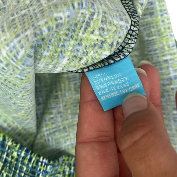 J. McLaughlin Durham Ruffle Top Catalina Cloth Green Stretchy 3/4 Sleeve Large - Picture 8 of 11